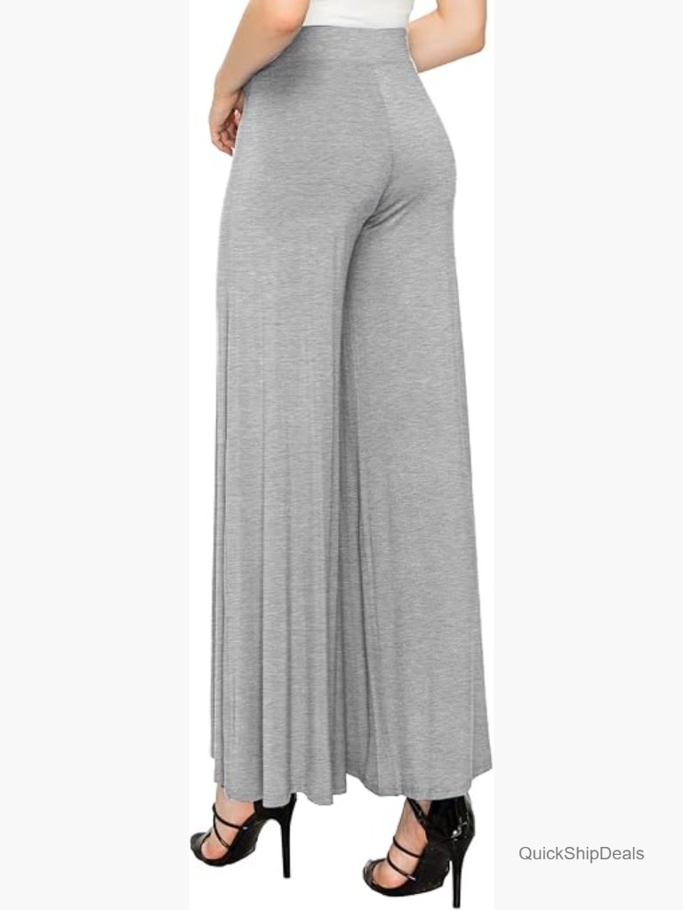 Polyester Blend Wide Leg Palazzo Pants With Stretch